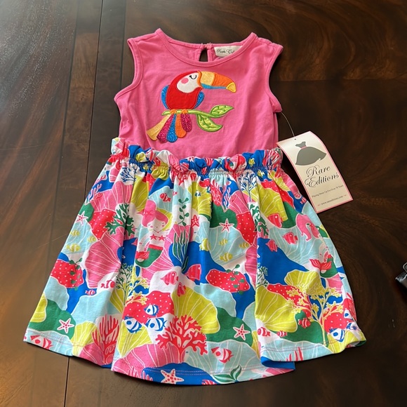 Rare Editions Girls Jersey Knit Toucan Dress - Picture 7 of 8